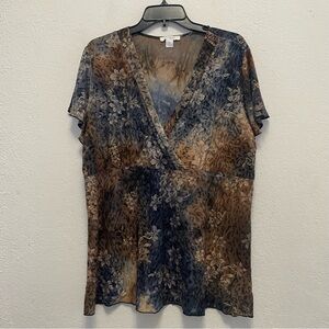 Vintage Y2K Dressbarn Top Womens Size 2X Brown Gray Grunge Fairy Sparkle